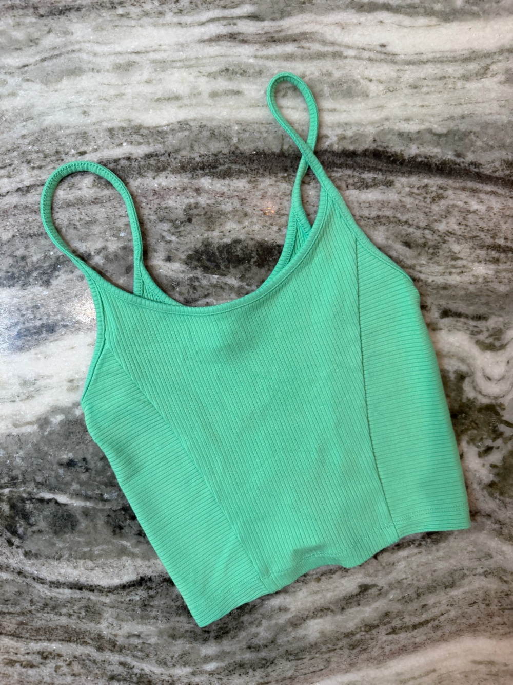 Urban Outfitters Green Ribbed Spaghetti-Strap Crop Top Tank Top